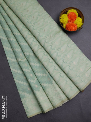Teal Green Jamdani Cotton Saree