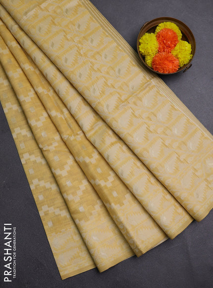 Mustard Yellow Jamdani Cotton Saree