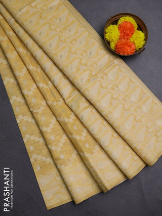 Mustard Yellow Jamdani Cotton Saree