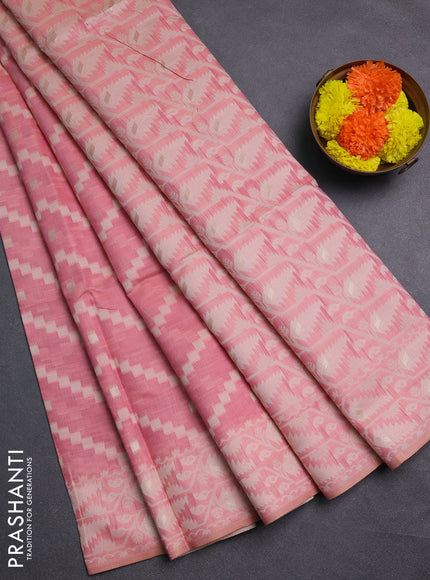 Pink Jamdani Cotton Saree