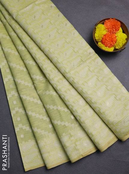 Pista Green Jamdani Cotton Saree
