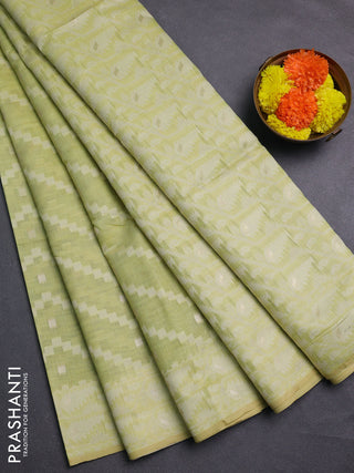 Pista Green Jamdani Cotton Saree