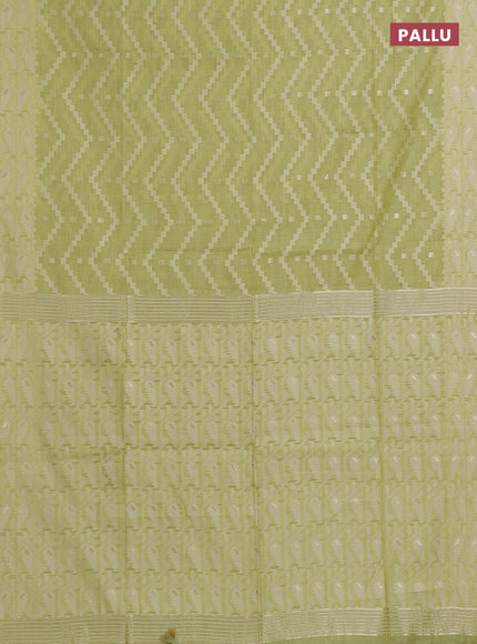 Pista Green Jamdani Cotton Saree