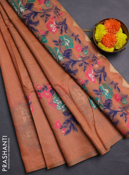 Peach Jamdani Cotton Saree