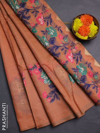Peach Jamdani Cotton Saree