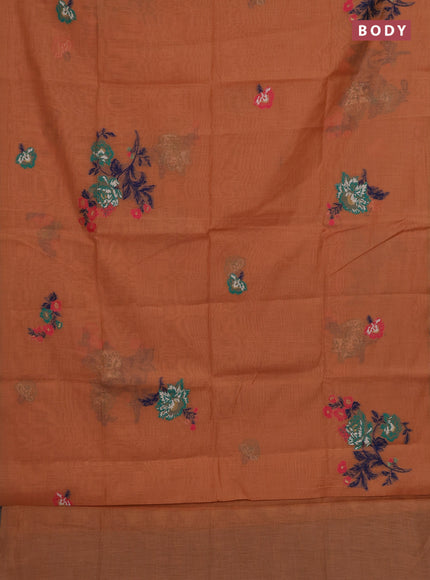 Peach Jamdani Cotton Saree