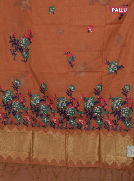 Peach Jamdani Cotton Saree
