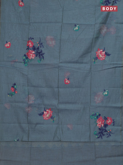 Pastel Blue Jamdani Cotton Saree