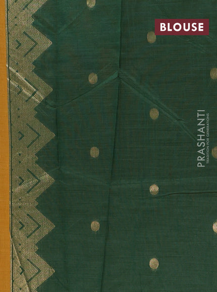 Mustard Yellow & Green Jamdani Cotton Saree