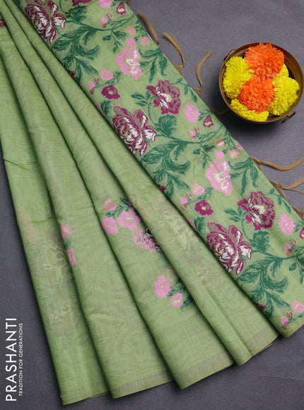 Green Jamdani Cotton Saree