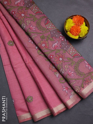 Pink & Green Jamdani Cotton Saree