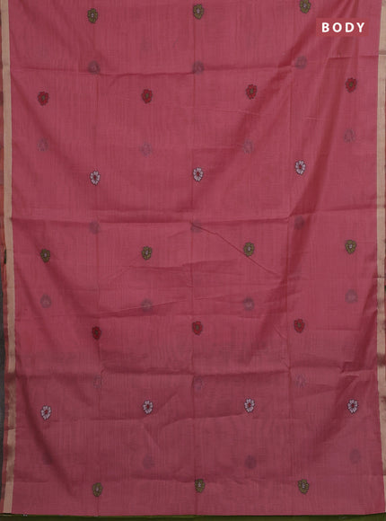 Pink & Green Jamdani Cotton Saree