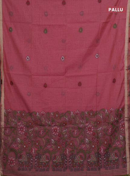 Pink & Green Jamdani Cotton Saree