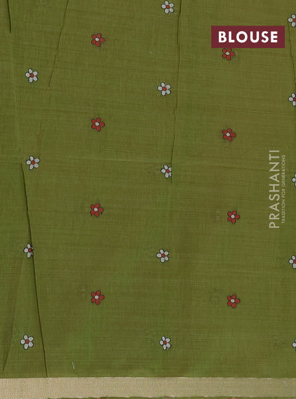 Pink & Green Jamdani Cotton Saree
