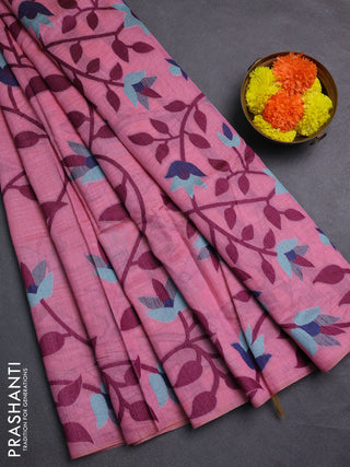 Pink & Magenta Pink Jamdani Cotton Saree