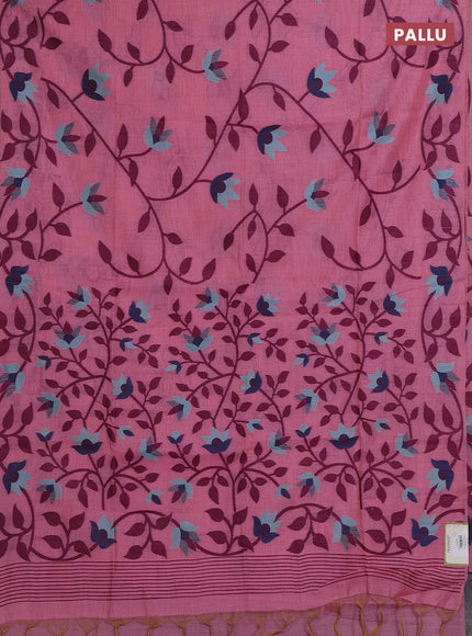 Pink & Magenta Pink Jamdani Cotton Saree