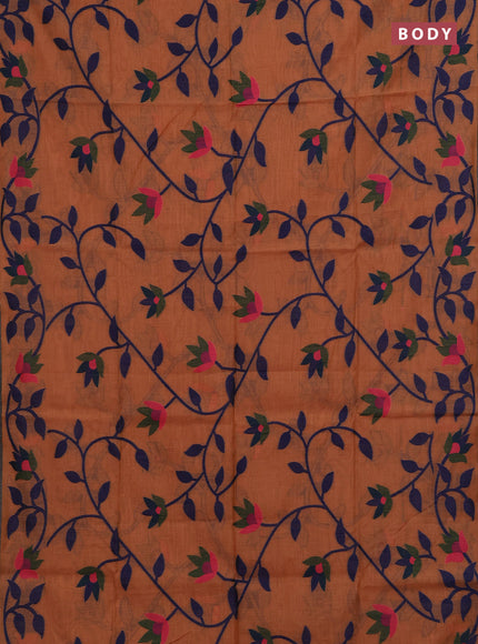 Peach & Navy Blue Jamdani Cotton Saree