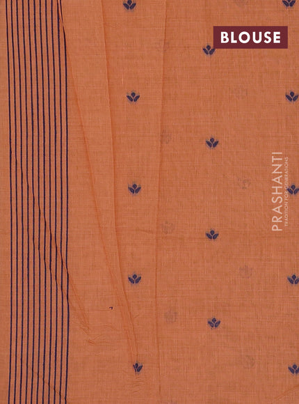 Peach & Navy Blue Jamdani Cotton Saree