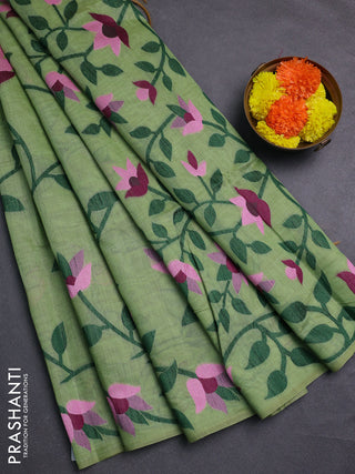Green & Pink Jamdani Cotton Saree