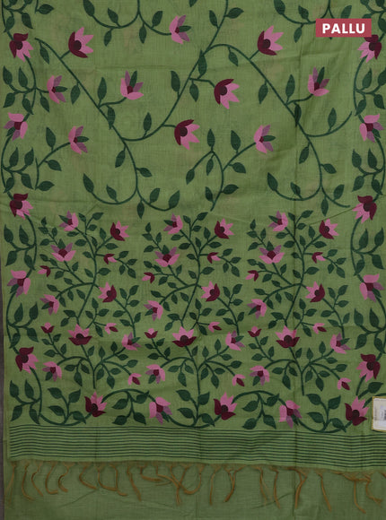 Green & Pink Jamdani Cotton Saree