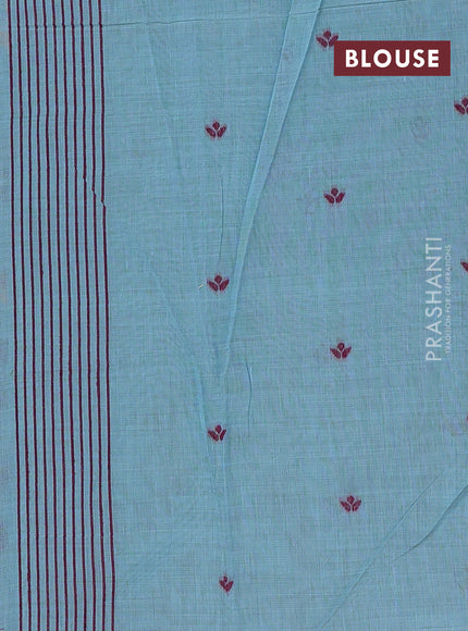 Blue & Magenta Pink Jamdani Cotton Saree
