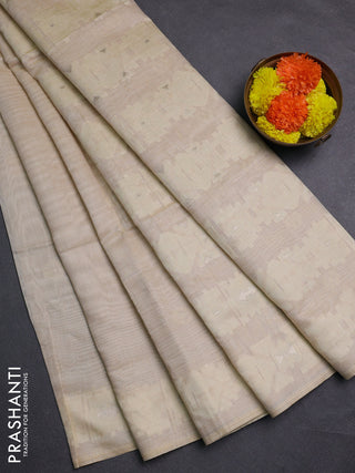 Cream Jamdani Cotton Saree