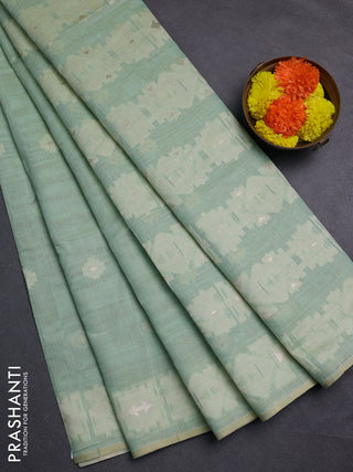 Teal Jamdani Cotton Saree