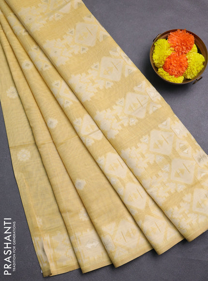 Mustard Yellow Jamdani Cotton Saree