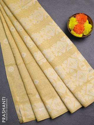 Mustard Yellow Jamdani Cotton Saree