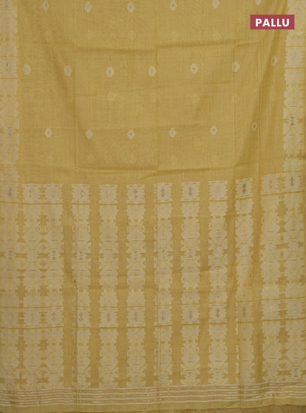 Mustard Yellow Jamdani Cotton Saree