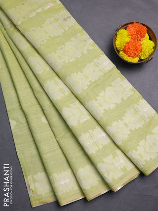 Pista Green Jamdani Cotton Saree