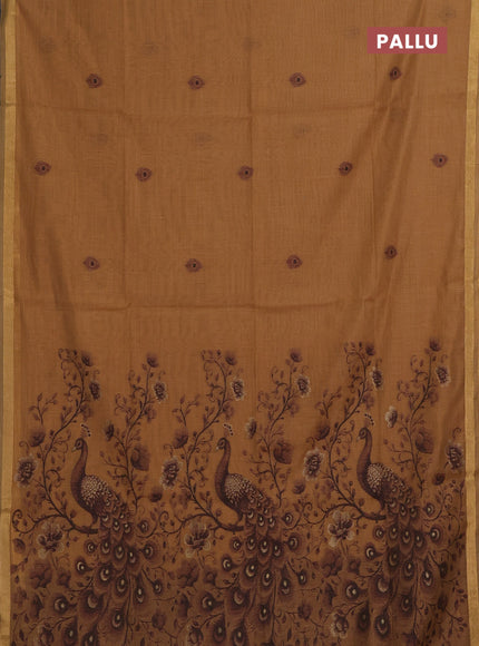 Sandal & Maroon Jamdani Cotton Saree