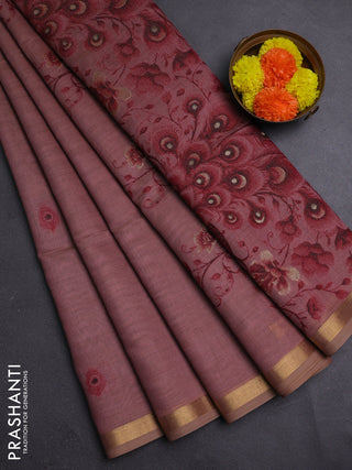 Mauve Pink & Maroon Jamdani Cotton Saree