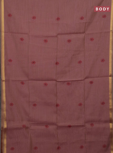 Mauve Pink & Maroon Jamdani Cotton Saree