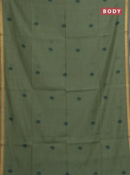 Pastel Green & Bottle Green Jamdani Cotton Saree