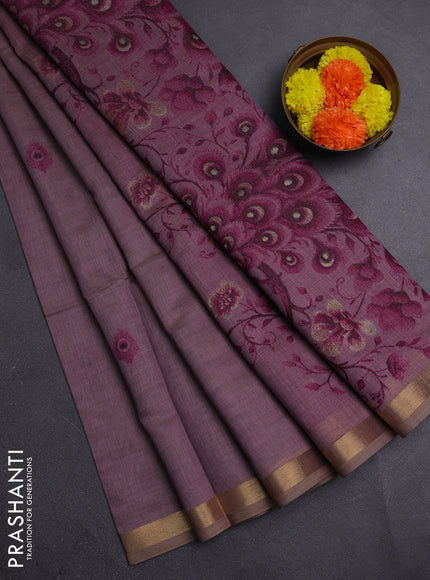 Pastel Purple & Magenta Pink Jamdani Cotton Saree