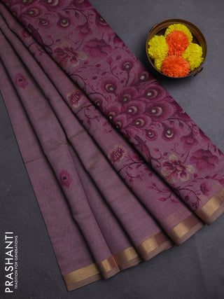 Pastel Purple & Magenta Pink Jamdani Cotton Saree