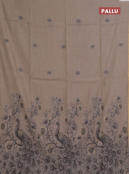 Beige & Grey Jamdani Cotton Saree