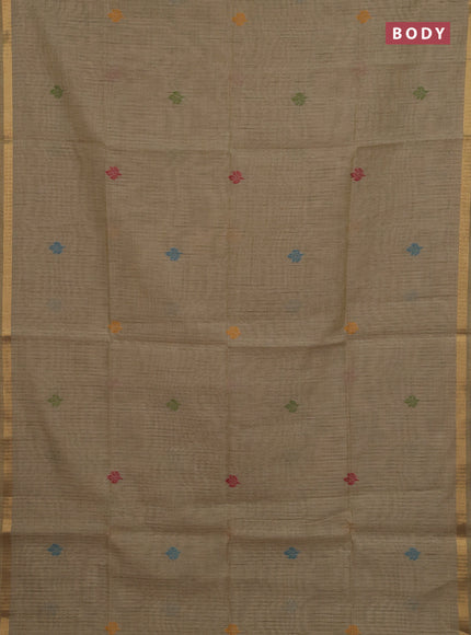 Beige Jamdani Cotton Saree