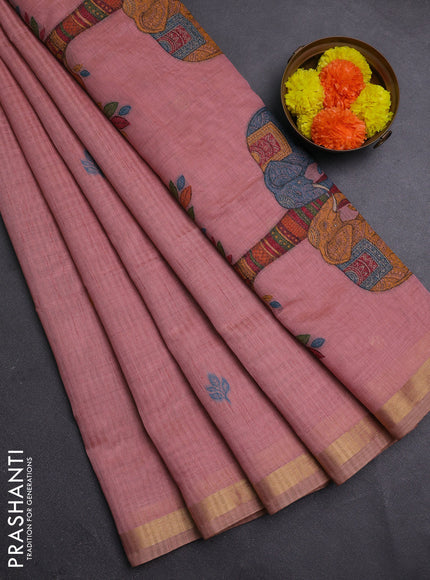 Peach Jamdani Cotton Saree