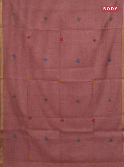 Peach Jamdani Cotton Saree