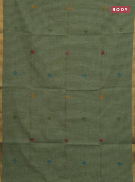 Pista Green Jamdani Cotton Saree