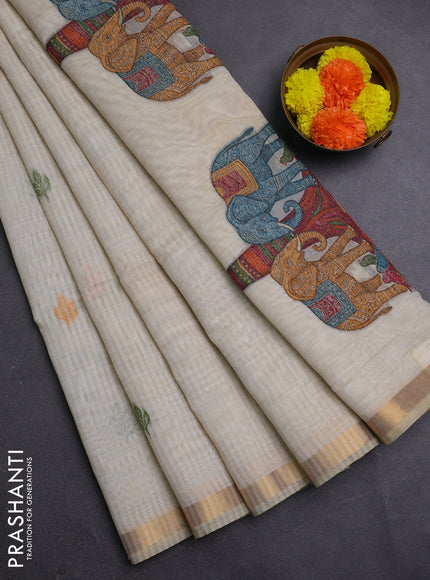 Off White Jamdani Cotton Saree