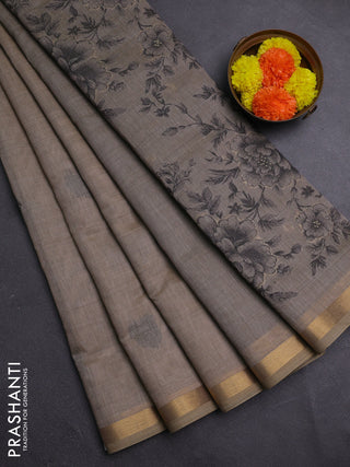 Beige & Grey Jamdani Cotton Saree