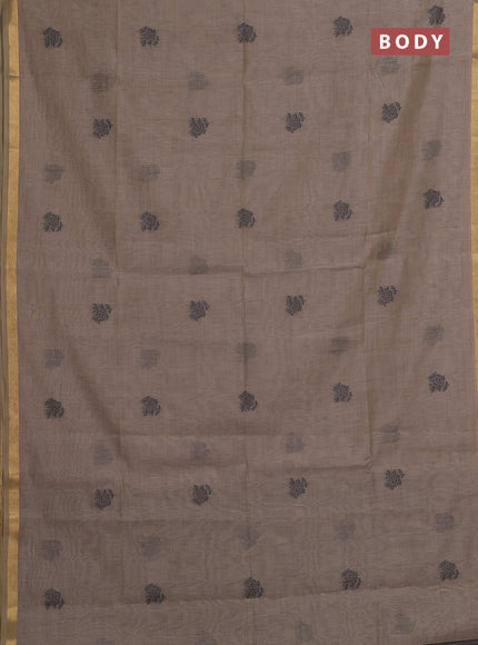 Beige & Grey Jamdani Cotton Saree