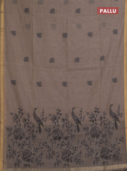Beige & Grey Jamdani Cotton Saree