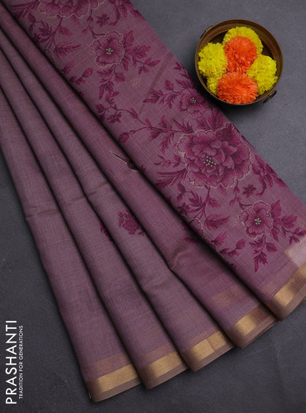 Mauve Pink & Magenta Pink Jamdani Cotton Saree