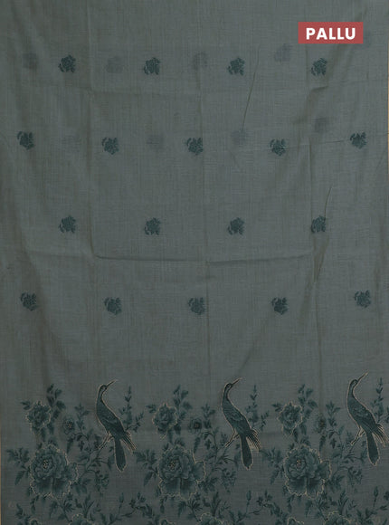 Pastel Green & Bottle Green Jamdani Cotton Saree
