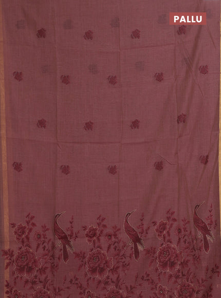 Mauve Pink & Maroon Jamdani Cotton Saree