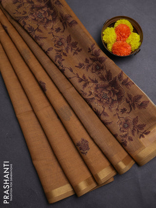 Sandal & Maroon Jamdani Cotton Saree